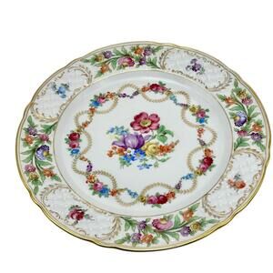 Vintage Schumann Bavaria  SCH295 Open Rose 10 inch dinner plate